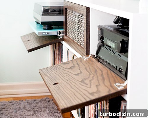 How to Add Built-In Shelves Above a Media Cabinet 5 Side view of built-in media wall