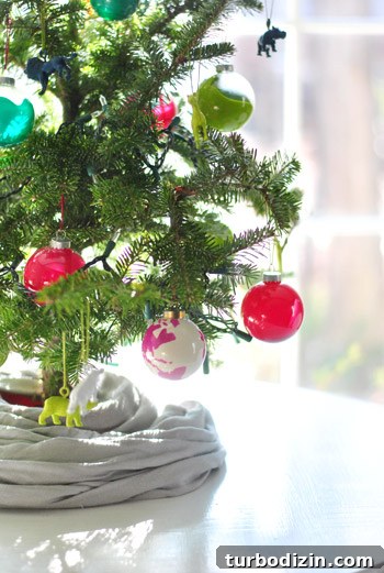 Ornaments and tree close-up