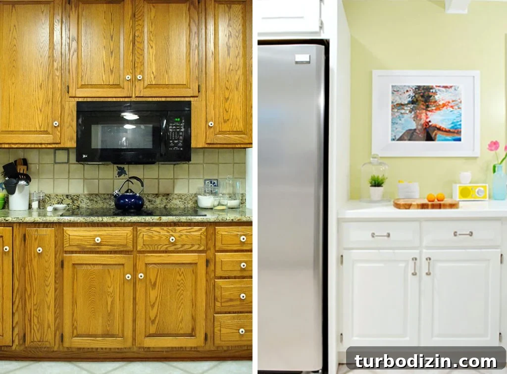 How to Paint Kitchen Cabinets Like a Pro: Step-by-Step Guide 2 Before and After Of Wood Kitchen Cabinets Painted White