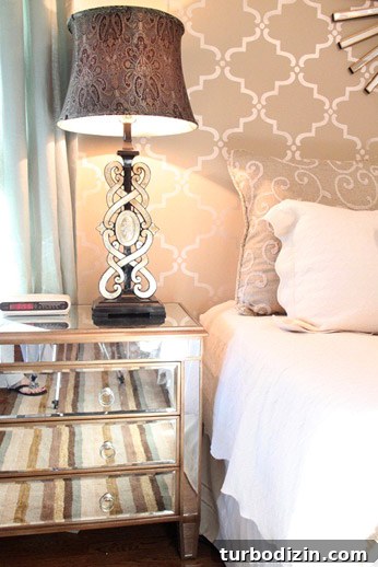 How to Stencil a Stunning Bedroom Accent Wall in Simple Steps 6 Finished bedroom view