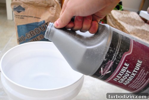 Mixing grout to toothpaste consistency