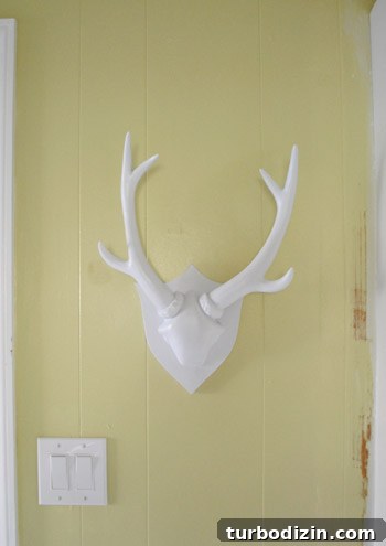 White faux deer head close-up