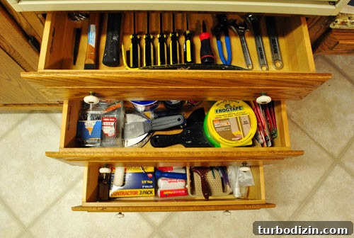 How to Modify a Cabinet for Efficient Tool Storage 3 drawer tools closeup