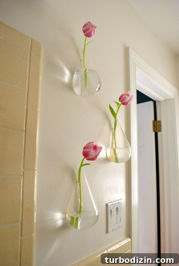 Floating Wall Vases: Stylish Mounted Flower Holders for Home Decor 4 Guest bathroom with floating vases