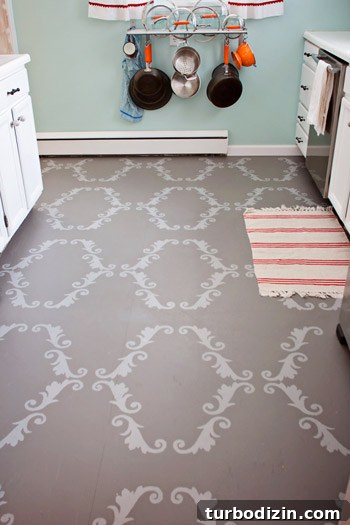 Stenciled kitchen floor
