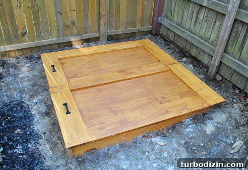 Sandbox cover with sunset light
