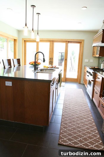 Sage Green Tile Kitchen with Warm Wood Cabinets 4 Kitchen appliances
