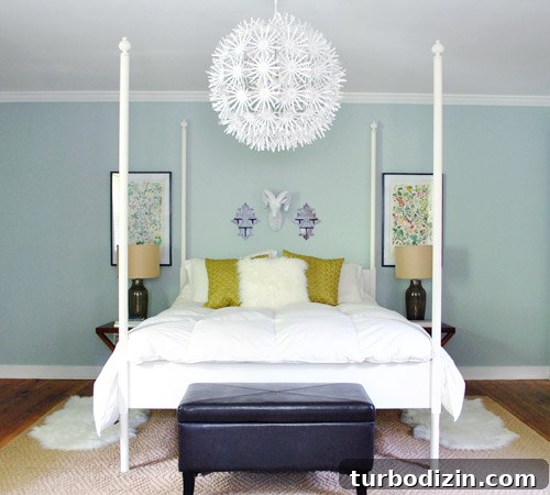 How to Hang Artwork Above a Bed: Placement and Tips 3 Spray painted frames above bed