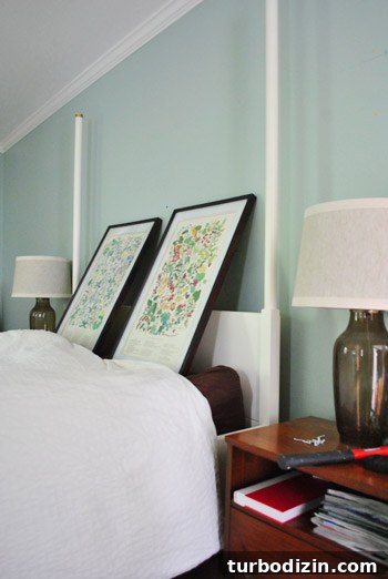 How to Hang Artwork Above a Bed: Placement and Tips 5 Propped frames for visualization