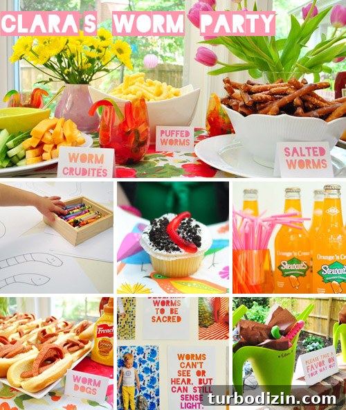 Worm-Themed Birthday Party Ideas and Decorations 2 Clara's worm-themed party