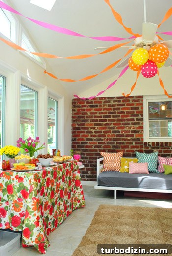 Worm-Themed Birthday Party Ideas and Decorations 3 Party table in sunroom