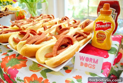 Worm-Themed Birthday Party Ideas and Decorations 7 Worm dogs close-up