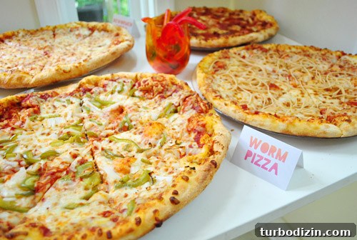 Worm-Themed Birthday Party Ideas and Decorations 10 Worm-inspired pizza