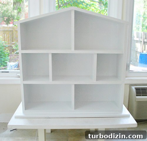 Final Painted White DIY Simple Dollhouse Build