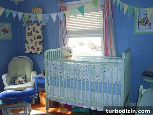 Boy’s Bedroom with Wood-Plank Ceiling and Checkered Curtains 2 Before photo of Ryder's room