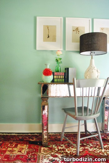 Breezy Bright House: Modern Coastal Home Tour 15 Guest room with teal walls