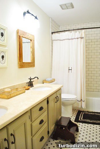 Breezy Bright House: Modern Coastal Home Tour 17 Hall bathroom with subway tile