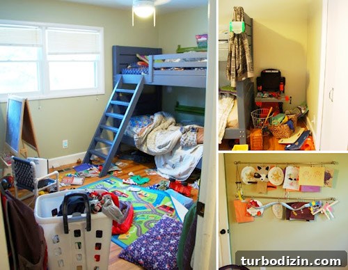 Blue-Themed Boys' Nursery Makeover with Built-In Bunk Beds 3 Before photo of boys' room