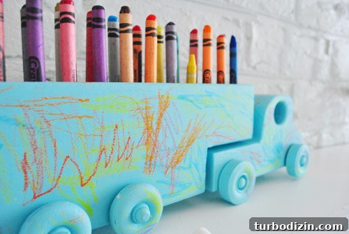 Wooden Toy Truck with Built-In Crayon Storage 8 img 48549 7