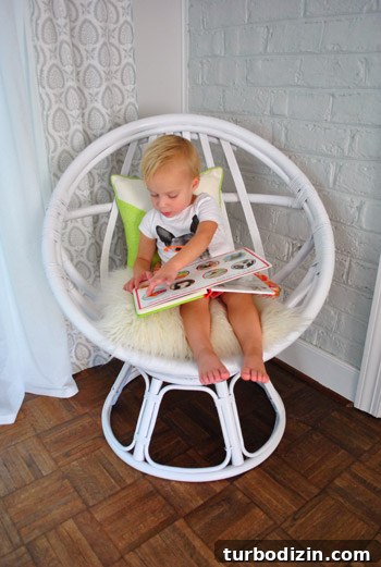 Revive an Old Egg Chair: Step-by-Step Painting Guide 14 Child reading in chair