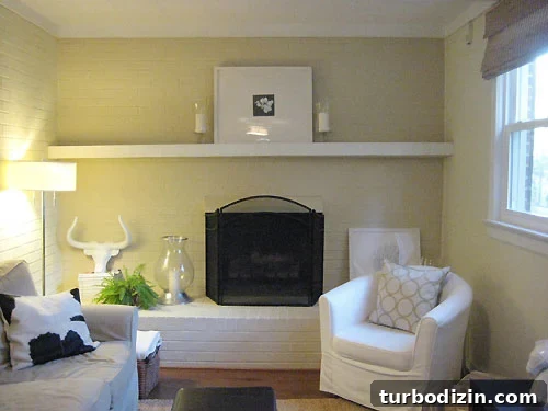 fireplace-mantle-makeover-in-stages Original fireplace mantel before makeover