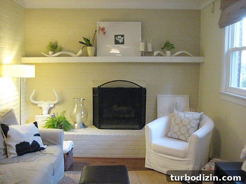 accessorizing-the-shelf-mantle Asymmetrical mantel with herbs and orchids
