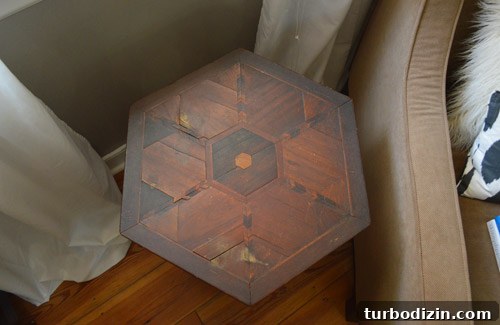 Close-up of ornate table top