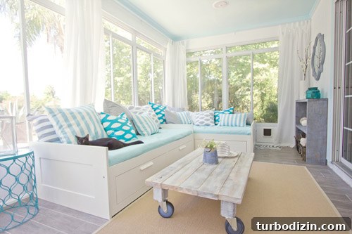 Sunroom Makeover: Wood-Look Tile Ideas by Jenna Sue 5 Ikea daybeds