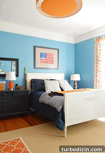 House Crashing: Casual Farmhouse Life and Cozy Renovations 13 Boys Room With Orange and Blue Accents
