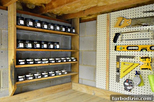 Organize Your Tools with a Pegboard: Smart Workshop Storage Ideas 13 Mason jars on shelf