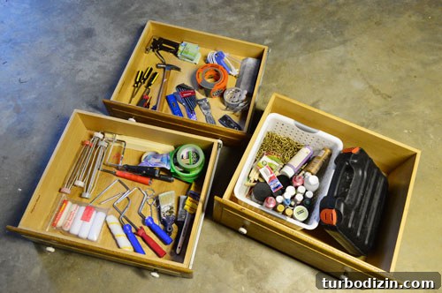 Organize Your Tools with a Pegboard: Smart Workshop Storage Ideas 16 Sunroom tool drawer pared down