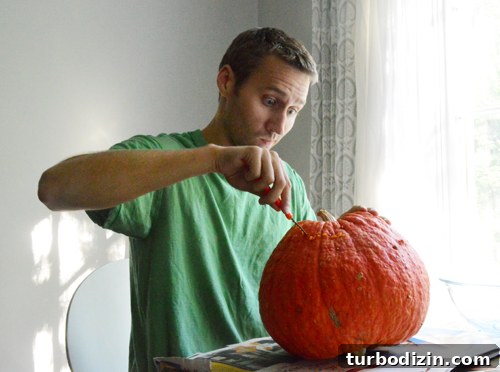 How to Drill Pumpkin Holes for Creepy Wooden Snakes 2 Two carved pumpkins