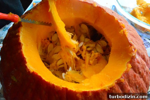 How to Drill Pumpkin Holes for Creepy Wooden Snakes 3 Pumpkin scoop