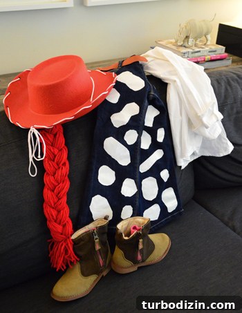 DIY Jesse and Slinky Dog Toy Story Costumes for Kids 5 Cow-patterned jeans