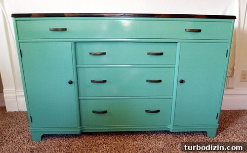 How to Stain a Dresser with a Decorative Flower Pattern 6 Buffet makeover after staining and paint
