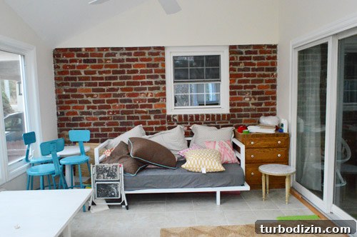 Brick wall with kitchen window