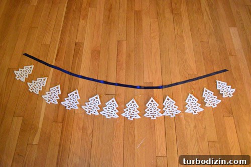 Clipped felt trees on ribbon