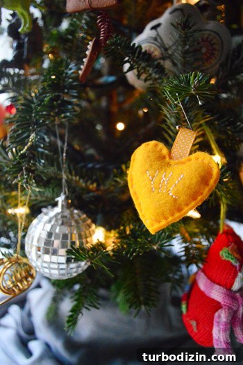 Felt YHL ornament and disco ball