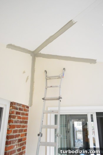 How to Paint Very High Vaulted Ceilings Safely and Efficiently 9 Edging around ceiling