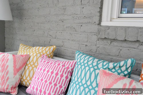 Painted sunroom brick - before/after