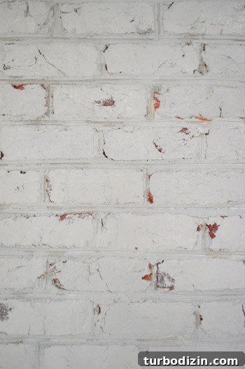 Rolled paint on brick