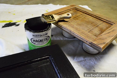 Turn an Old Cabinet Into a Realistic Play Refrigerator for Kids 8 Magnetic primer on doors