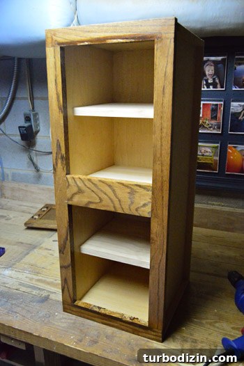 Turn an Old Cabinet Into a Realistic Play Refrigerator for Kids 5 Shelves installed