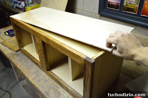 Turn an Old Cabinet Into a Realistic Play Refrigerator for Kids 6 Gluing side panels