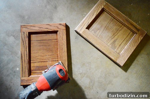 Turn an Old Cabinet Into a Realistic Play Refrigerator for Kids 7 Sanded cabinet doors
