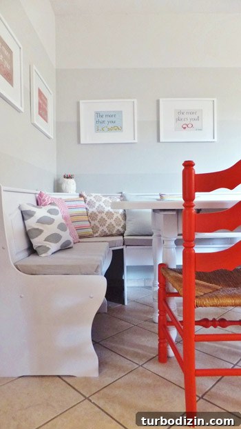 Create a Cozy Kitchen Banquette Dining Nook 4 L-shaped bench painted white