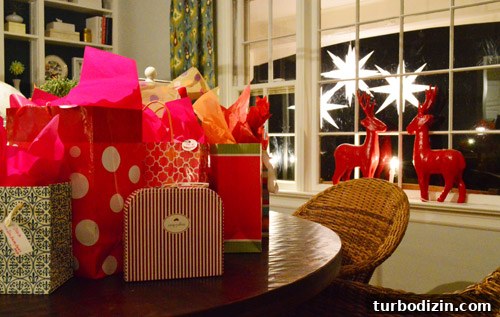 Reused wrapping and lights