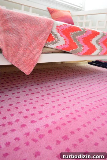 Playroom Pink Polka Dot Rug — Whimsical Kids’ Floor Decor 9 Polka dot detail on rug
