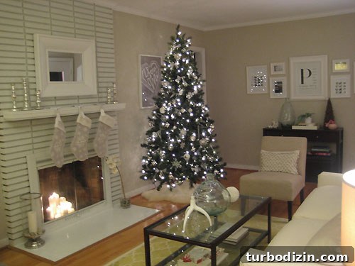 Neutral stockings on mantel