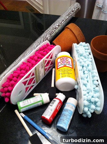 Quick Craft Projects to Try When You're Short on Time 3 Craft supplies and painted pot